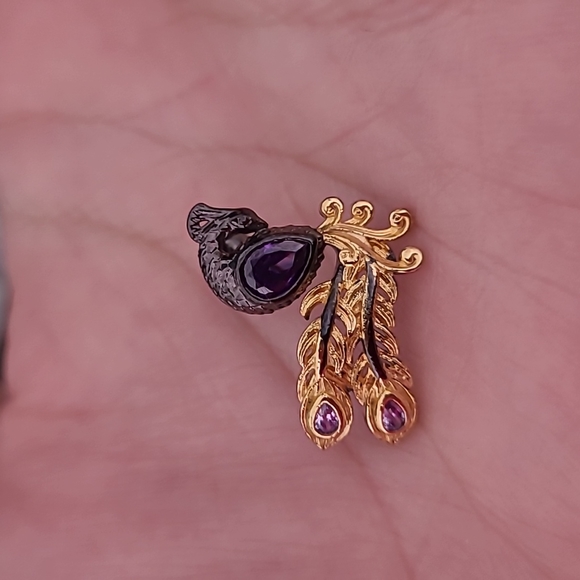 Amethyst Peacock Earrings - Picture 4 of 5